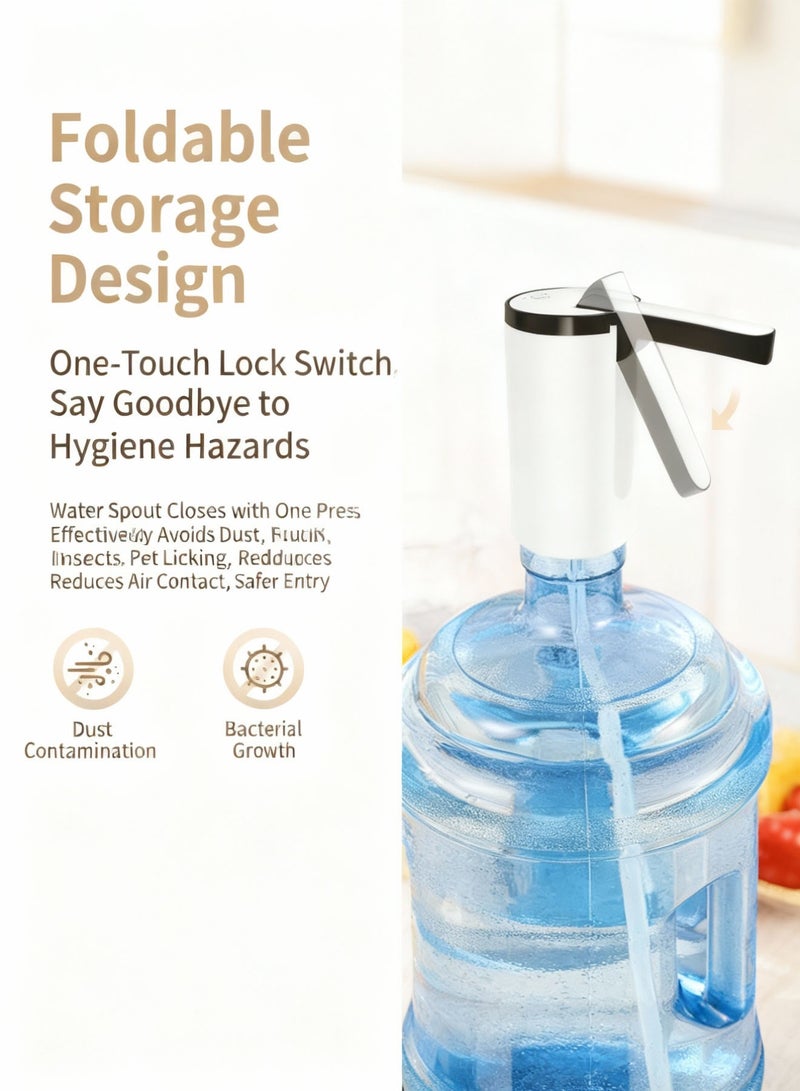 كوكنا مضخة مياه كهربائية، مضخة قارورة قابلة لإعادة الشحن USB، مضخة مياه محمولة بلمسة واحدة مع خرطوم سيليكون، لون أبيض - Image 4